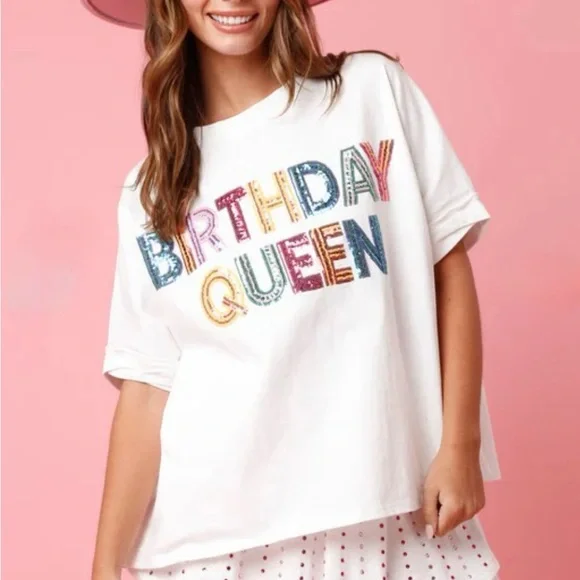 White 'Birthday Queen' T-Shirt - Picture 1 of 10
